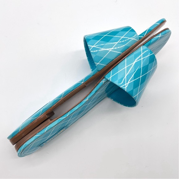 Larroude - Ivy Flat Mule Turquoise Aqcua Argyle patent leather - Picture 10 of 11